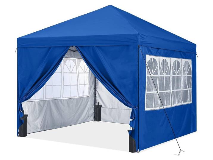 Pop-Up Pavillon 2.5x2.5m Wasserdicht Sonnenschutz Garten Outdoor Weiß mit Zubehör