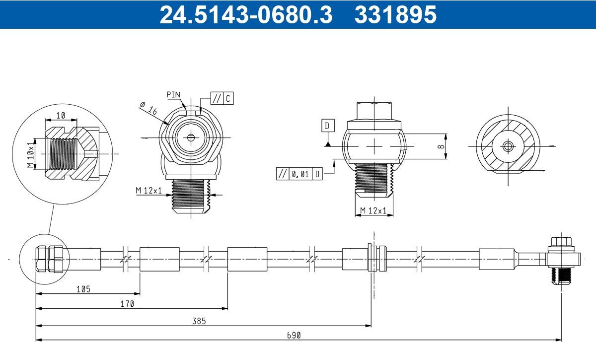 Tuyau de frein ATE 24.5143-0680.3