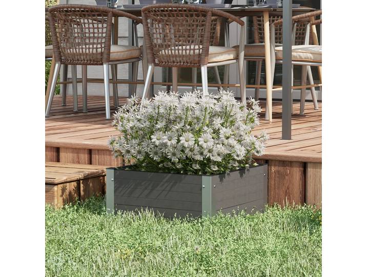 Outsunny Bac de jardin surélevé Bac d'herbes, résistant aux intempéries, sol ouvert, 60 x 60 x 30 cm, Gris foncé