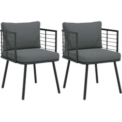 vidaXL Gartenstühle 2 Stk. mit Kissen Schwarz Poly Rattan, Gartensessel, Stuhl, Outdoor Sessel, Garten Sessel, Sessel, Terrassenstuhl, Terrassensessel