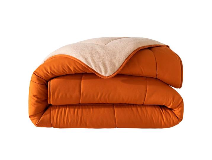 Couette tempérée en polyester orange cuivré 200x200cm