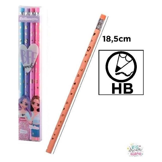 Teka Big Dream Girls Bleistift mit Radiergummi 4 Stk. (4x) (47996814)