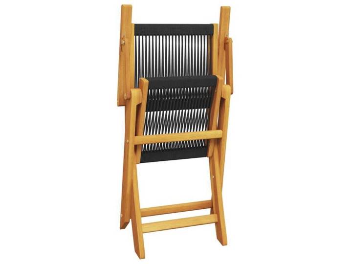 Mode Chaises de jardin CHEZ YIYI Set de 2 Fauteuil de relaxation élégant noir bois d'acacia et polypropylène 54x57x91cm7317
