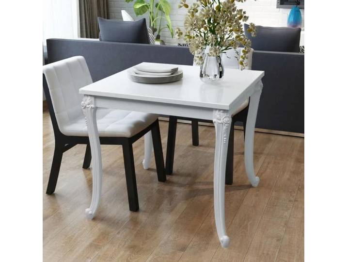 Promotion mars  * Table de salon(1 pcs) SOLDES CHIC Blanc Table à manger - Construction Solide - 80x80x76cm blanc brillant _2588106