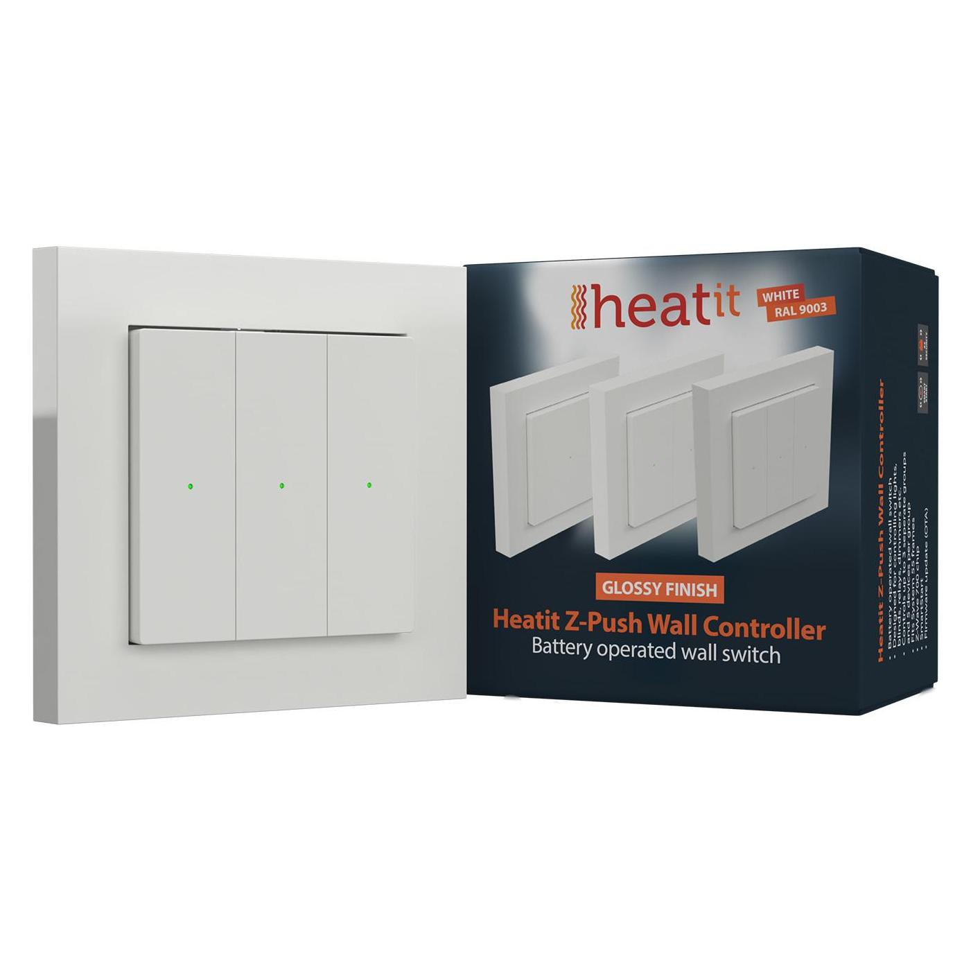 Heatit Controls - Z-Wave+ 700 Z-Push Wall controller drahtloser Schalter (396446)
