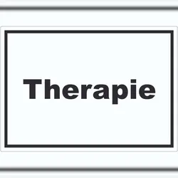 HB-Druck Therapie Aufkleber mit Text Raum Behandlung waagerecht A8 (52x74mm)