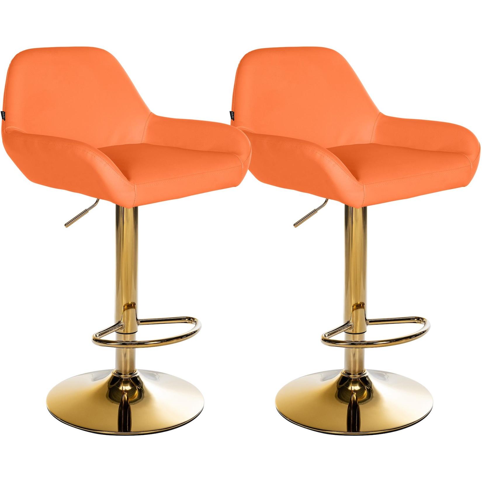 CLP 2er Set Barhocker Braga Gold Kunstleder - Farbe: orange