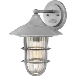 Außenleuchte Wandlampe ALU Silber H 36,5 cm Käfig-Design Gartenlampe Hofleuchte