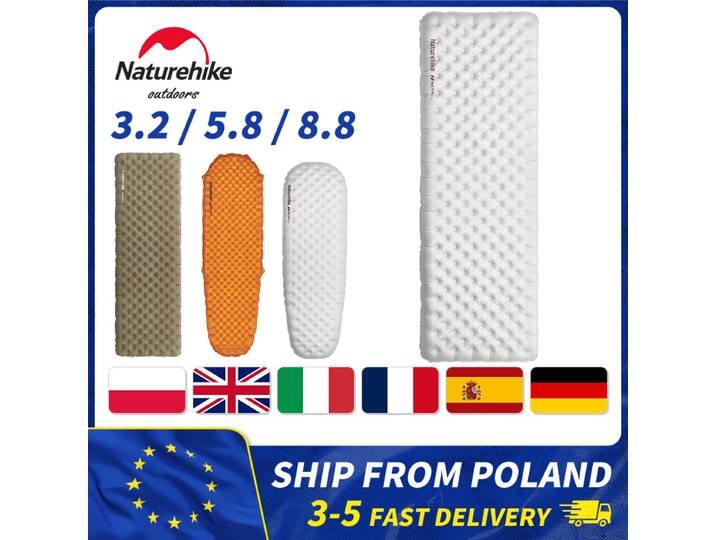 Matelas de camping Naturehike 3.5/4.6/5.8/8.8 à valeur R élevée, matelas gonflable ultraléger et chaud, tapis gonflables pliables portables pour l'extérieur