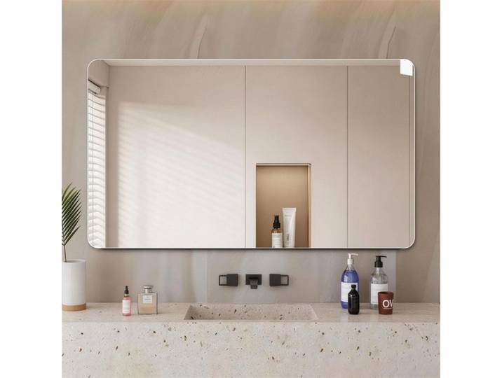 Miroir de salle de bain rectangulaire sans cadre - Miroir de salle de bain mural - Miroir mural sans cadre 60 x 100 cm