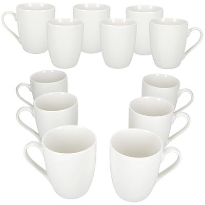 12er Set Stabil Kaffeebecher 375ml Weiß Porzellan Tasse Kaffee Tee Cappuccino