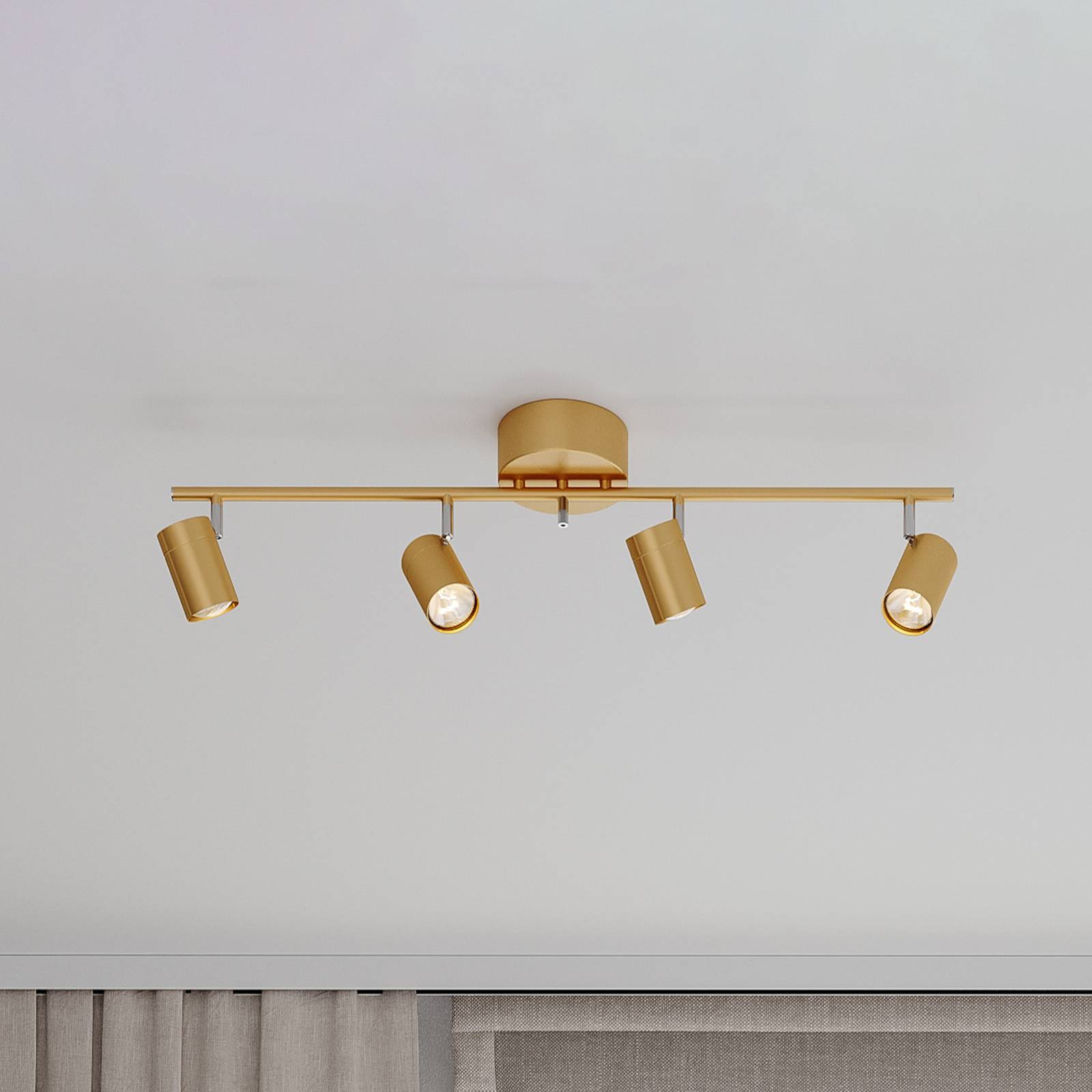 By RydÃ©ns Correct downlight 4-bulb matt gold Correct, dimmable, Brass / gold, Living / Dining Room, metal, Modern, Ceiling Light