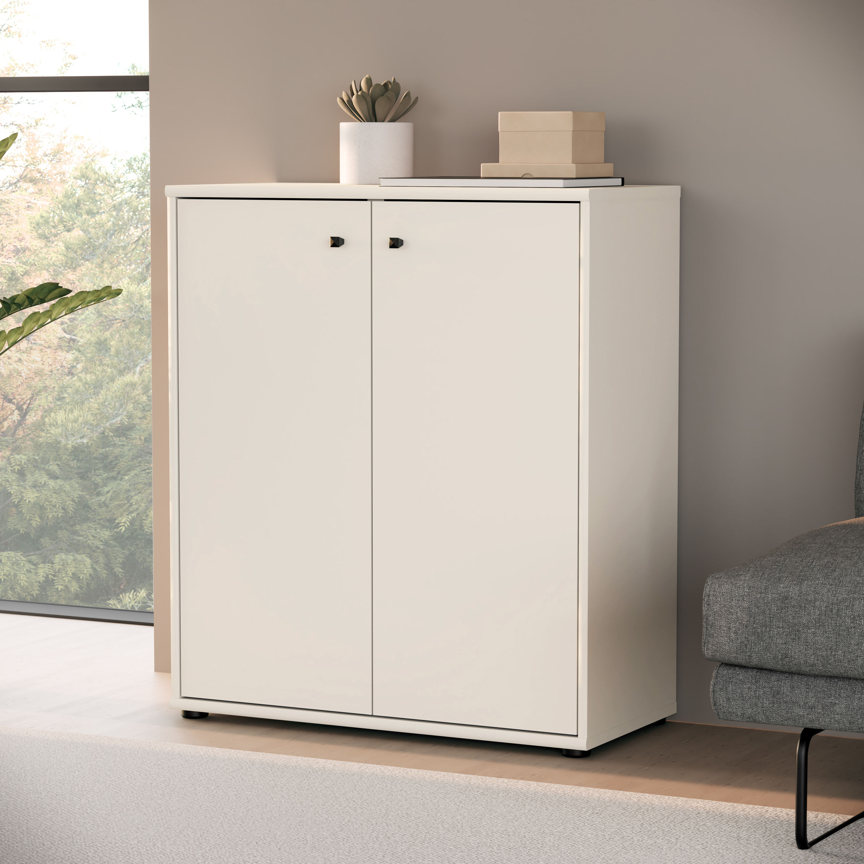 Kommode FORTE "Tempra, Kommode, 2 grosse Türen, Höhe 85,5 cm", kashmir beige, B:73,7cm H:85,5cm T:34,8cm, Sideboards, Kommode, Breite 73,7 cm kashmir beige B/H/T: 73,7cm x 85,5cm x 34,8cm, 2 Stk.