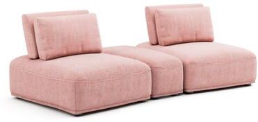 Furniture of America Lyndon 3-Piece Modular FSC & OEKO TEX Curved Loveseat Sofa with Wedge Ottoman
