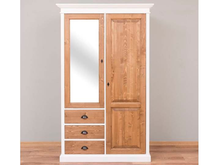 Massivholz Kleiderschrank mit Spiegeltüren weiß