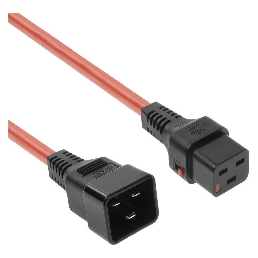 Iec Lock 230V connection cable C19 lockable - C20 red 1.00 m (1 m) (PC1401)