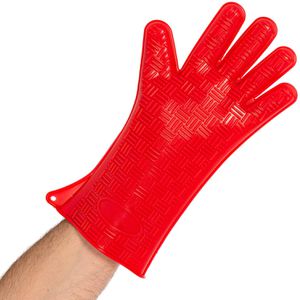 Franz-Mensch Ofenhandschuh Heatblocker, 33216, rot, bis 250°C hitzebeständig, aus Silikon, rutschfest