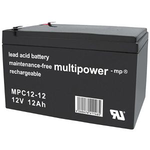 Multipower AGM-Batterie MPC12-12, 12 V, 12 Ah, Faston 6,3 mm Anschluss