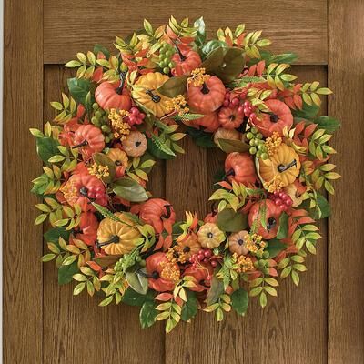"Pumpkin Patch Wreath, 28"" - Grandin Road"