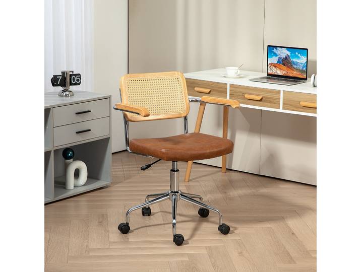 HOMCOM Chaise Bureau Pivotante Réglable Marron