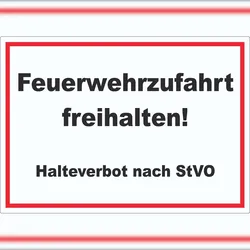 HB-Druck Feuerwehrzufahrt freihalten Halteverbot nach StVO Aufkleber A1 (594x841mm)