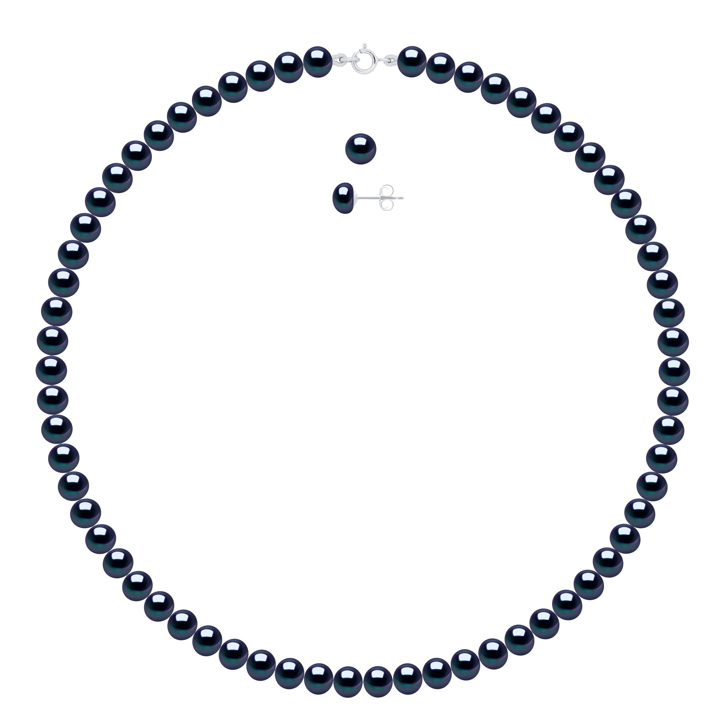Set bestaande uit: Ketting van Echte Gecultiveerde Zoetwaterparels Semi Rond 6-7 mm