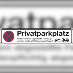 Dreifke® Parkverbotsschild, Privatparkplatz, Widerrechtlich abgestellte Fahrzeuge, 110 x 520 mm, Aluverbund 1 Stk.