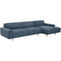ECKSOFA mit Longchair rechts Kattryna Cordstoff blau