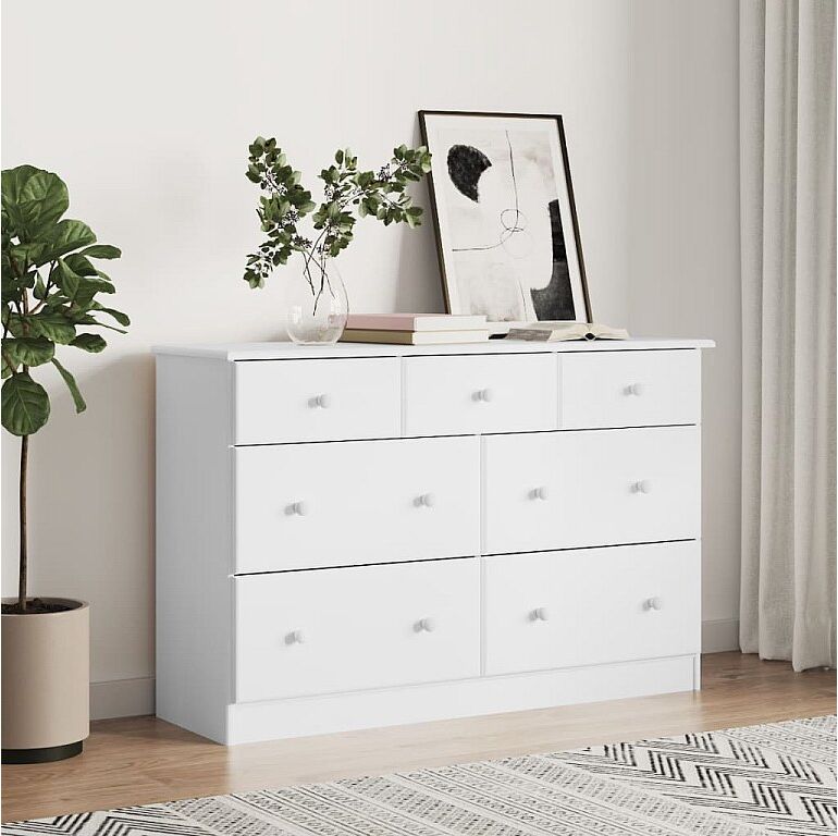 vidaxl Cómoda cajonera ALTA madera maciza pino blanco 112x35x73 cm