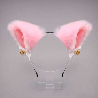 Modern Mode Marketplace Cute Halloween Cat Ears Headband For Women Plush Cat Ear Headband For Cosplay, Halloween & Christmas Parties pink