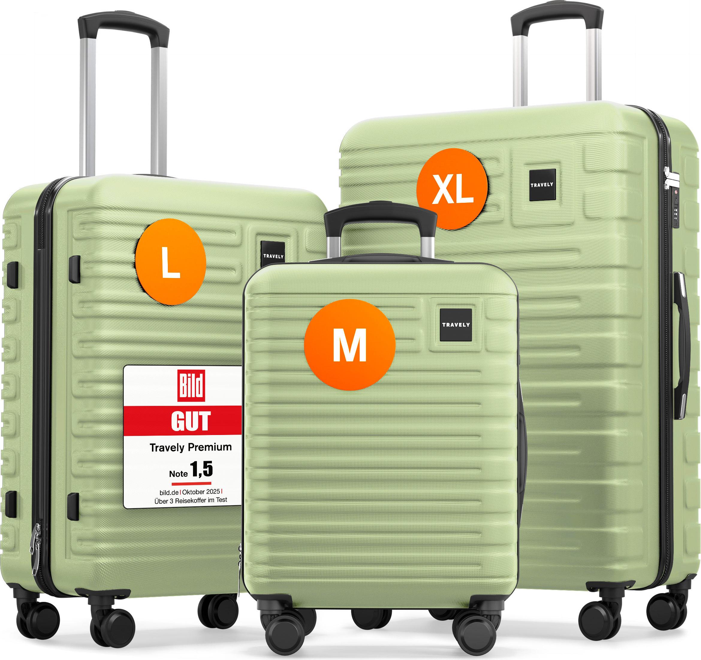 TRAVELY Premium Koffer Set: 77cm, 67cm & 55cm Handgepäck Koffer in einem Set, sehr robuste Reisekoffer mit sanften Rollen & TSA Schloss, Reisekoffer, Koffer & Trolleys