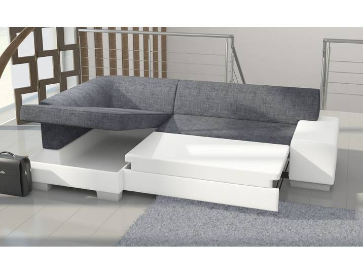 JVmoebel Ecksofa Elegantes graues Leder-Ecksofa mit ausziehbarer Liegefläche, Made in Europa