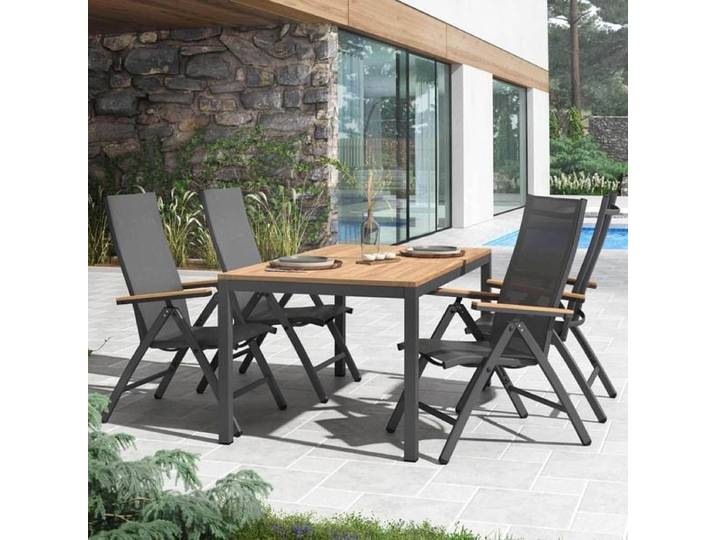 OUTLIV. Kobe Gartenmöbel-Set M (4 Plätze) Tisch 150/210x90cm Dunkelgrau