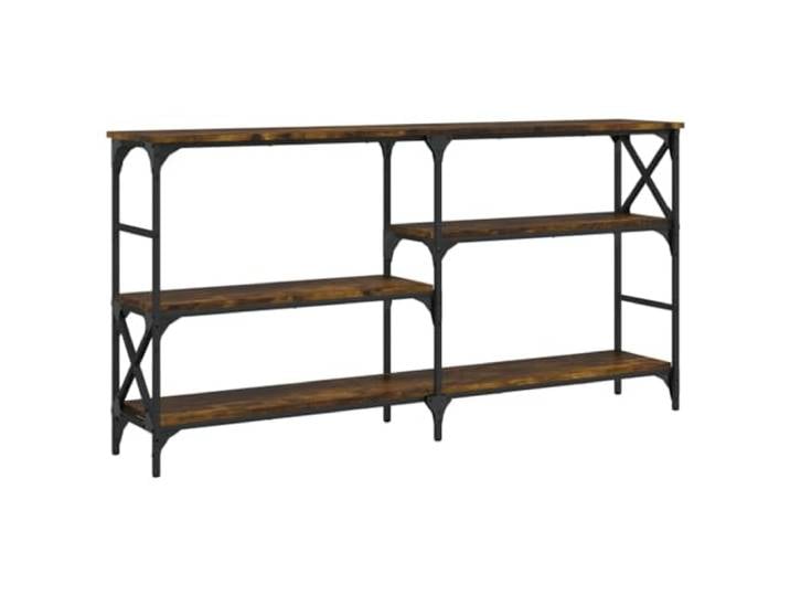 HQWNVXNM Konsolentisch Räuchereiche 150x29x76,5 cm Schmaler Flurtisch Eleganter Dielentisch für Schlafzimmer oder Büro, mit stabiler Ablage für Dekoration und praktischer Wandsicherung.