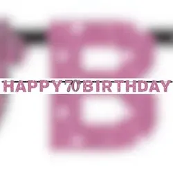 70. Geburtstag glitzer Girlande pink schwarz