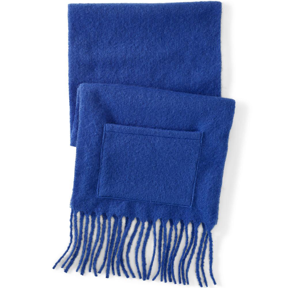 Langer flauschiger Schal mit Fransen, Damen, size: regular, Blau, Polyester, by Lands' End