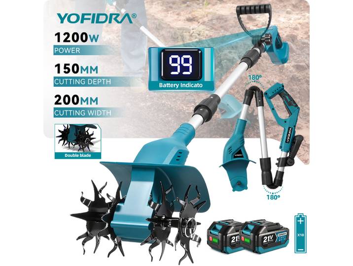 Cultivateur électrique sans fil YOFIDRA, scarificateur, rotoculteur, outil de jardinage pour batterie Makita 21V.