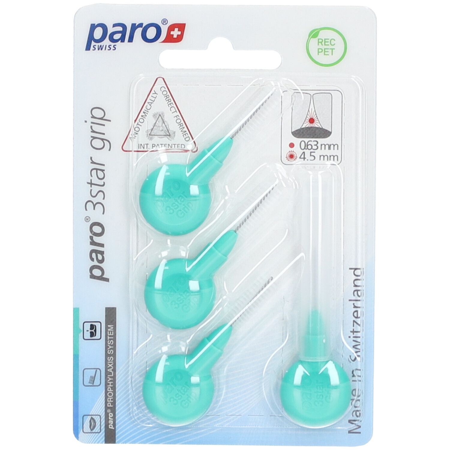 Paro 3Star-Grip 4.5mm medium grün zylin 4 Stk St Bürste