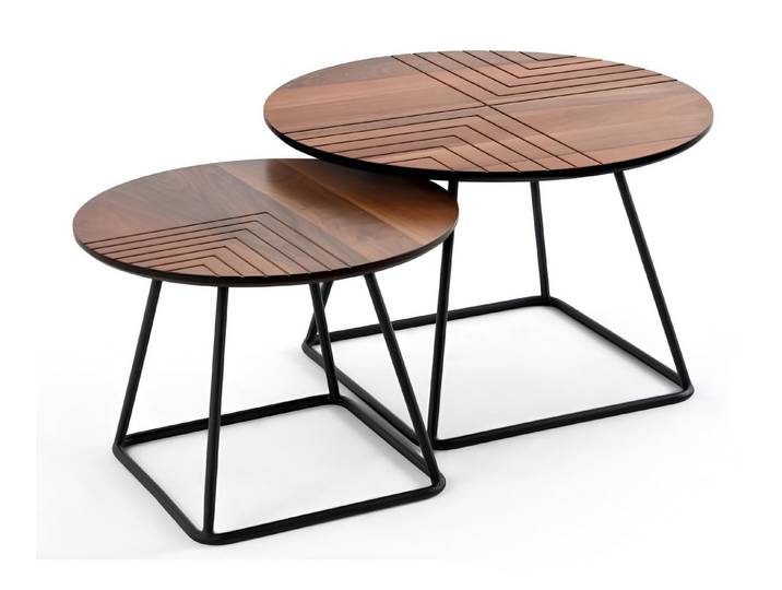 Xlmoebel Couchtisch Runde Kaffeetische im modernen Design aus Holz (2-teilig, 2x Couchtische), Hergestellt in Europa