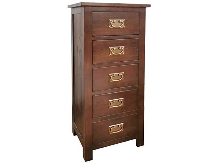 Oak Schrank mit 5 Schubladen, schmal, Aufbewahrung, Kommode, Organizer Einheit mit Massivholzbeinen für Flur, Wohnzimmer, Schlafzimmer, Espresso