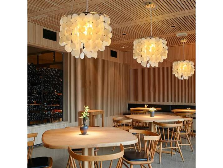 Lustre Nordique Moderne Minimaliste en Forme de Coquille, Carillon Éolien, Luminaire Suspendu LED Romantique pour Salon, Restaurant, Chambre à Coucher