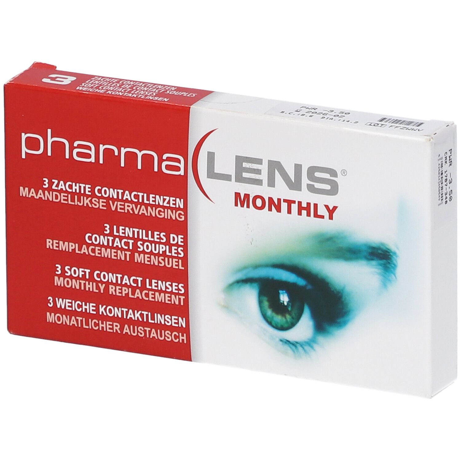 PharmaLens Maandlenzen (Dioptrie -3.50) 3 St Kontaktlinsen