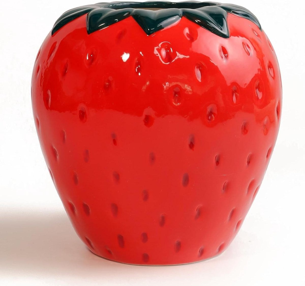 Handgeschilderde decoratieve keramieken vaas in het rood, 15 x 15 x 15 cm
