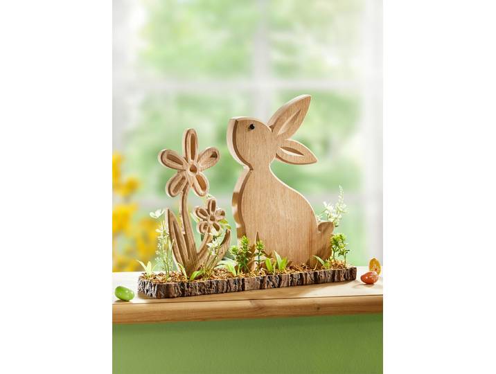 Holz-Dekoration Hase, Natur-Braun