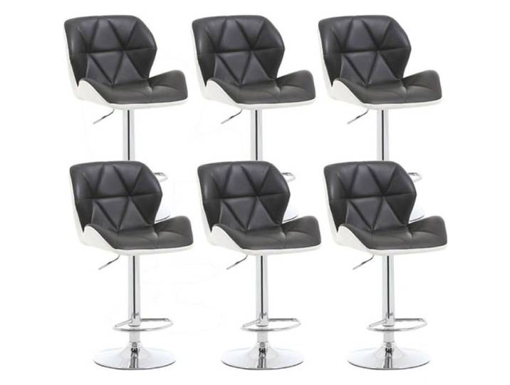 CPROPRO Lot de 6 tabourets de bar Noir/Blanc