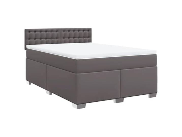 vidaXL Boxspringbett mit Matratze Grau 140x200 cm Kunstleder
