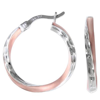 Paar Creolen VIVANCE "925 Silber zweifarbig diamantiert", bunt (mehrfarbig), Ohrringe, Damen, one-size, Silber 925 (Sterlingsilber), Creolen
