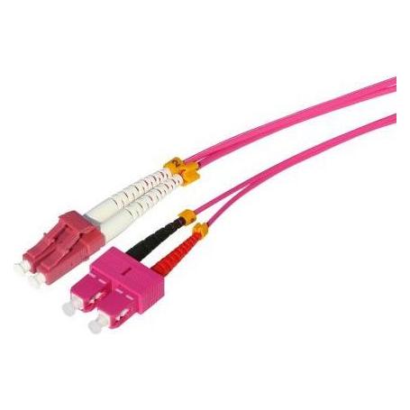 Tecline LWL Patchkabel HD, 50/125 µm, Multimode, OM4-Faser, LC Duplex Stecker / SC Duplex Stecker, erikaviol (798LS03)