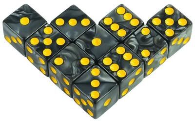 Inspired Finds 16mm Marble Style D6 Dice Set For Board Games And Math Activities black