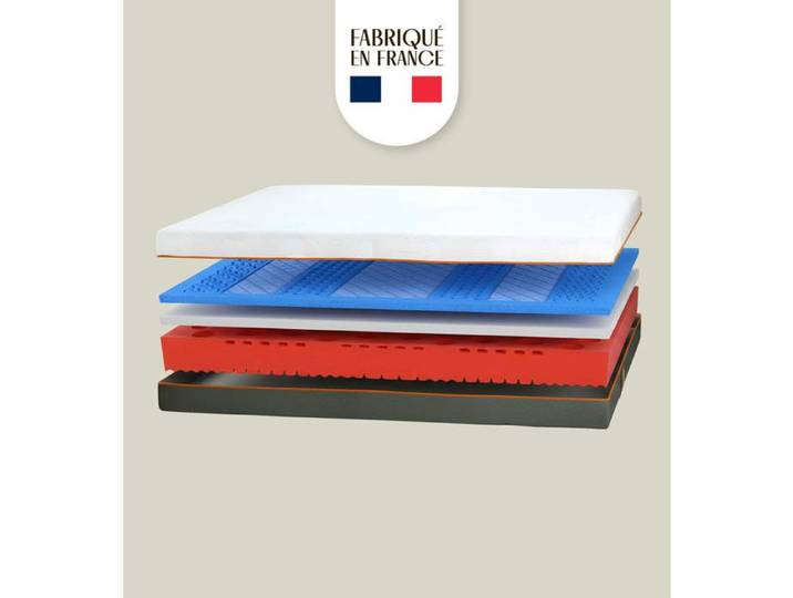 Matelas Français Gel Rafraîchissant Thermorégulé Premium - 180x200 - Accueil Equilibré Déhoussable - Matelas Écume - Dormez Français